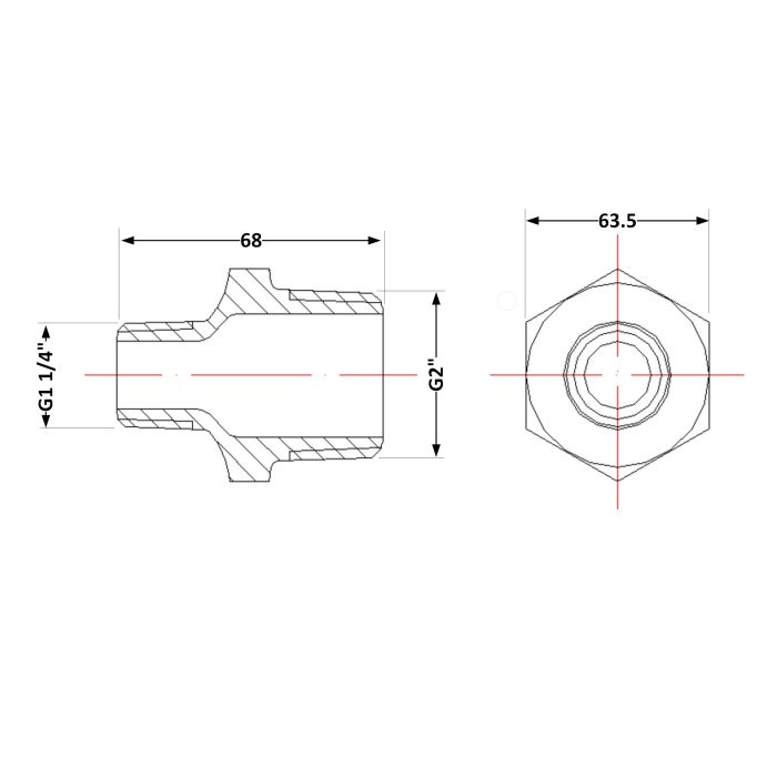 Ніпель чавунний 2"х1" 1/4 ЗР