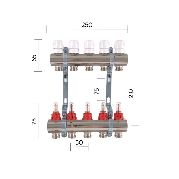 Колектор з витратомірами Thermo Alliance Standart 1" 5 виходи SD235W5