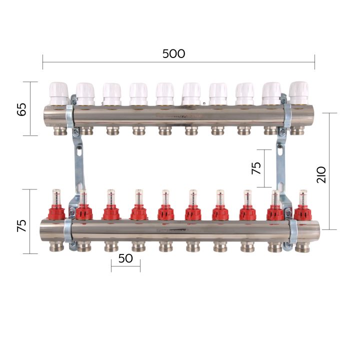 Колектор з витратомірами Thermo Alliance Standart 1" 10 виходів SD235W10