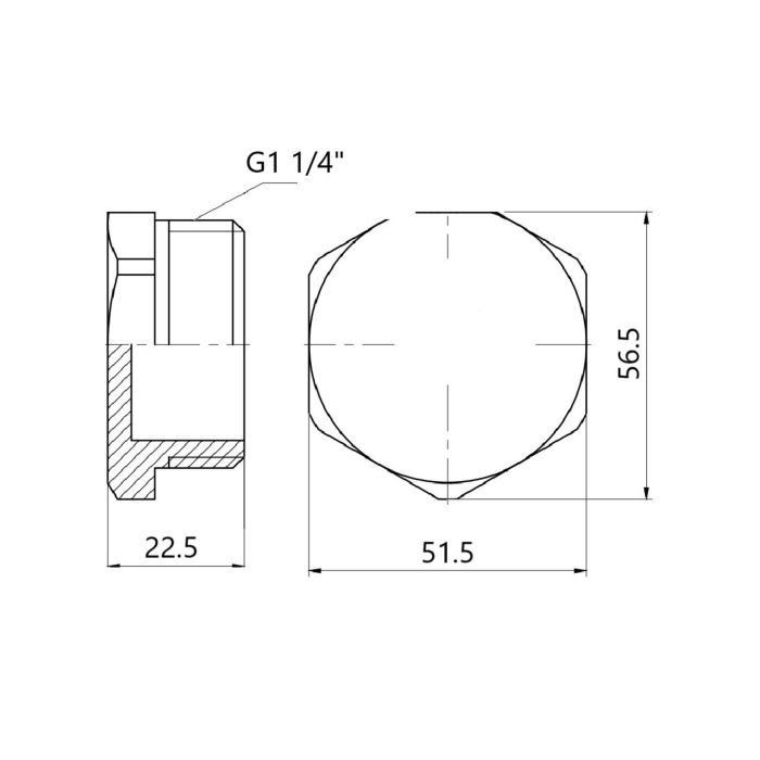 Заглушка чавунна радіаторна 1" 1/4 ЗР ліва