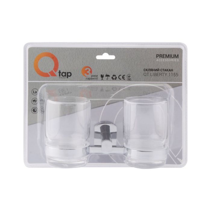 Склянка з тримачем Qtap Liberty настінна подвійна QTLIBCRM1155 Chrome