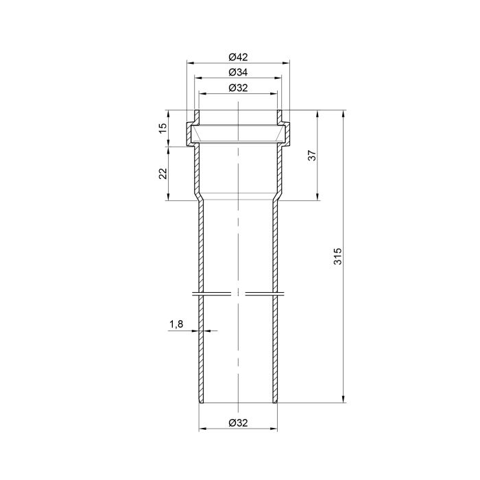 Труба PPR каналізаційна TA Sewage 32х1,8, 0,315 м