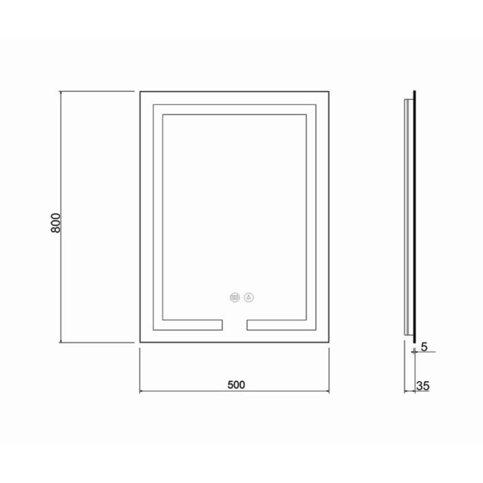 Дзеркало Qtap Mideya (DC-F936) 500х800 з LED-підсвічуванням Touch, з антизапотіванням, димером QT2078F936W