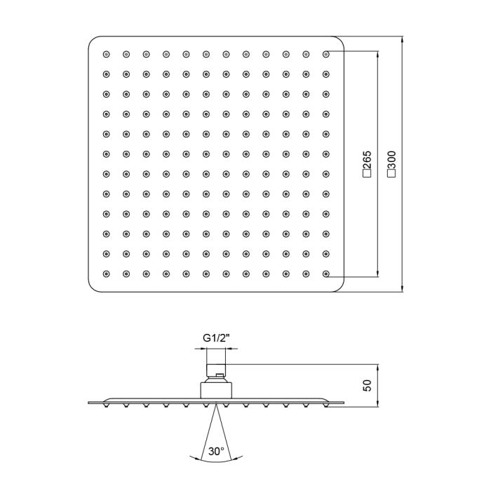 Лійка для верхнього душу Лейки Lidz Лейка 230 300x300 мм прямокутна LDNIA230NKS32453 Chrome