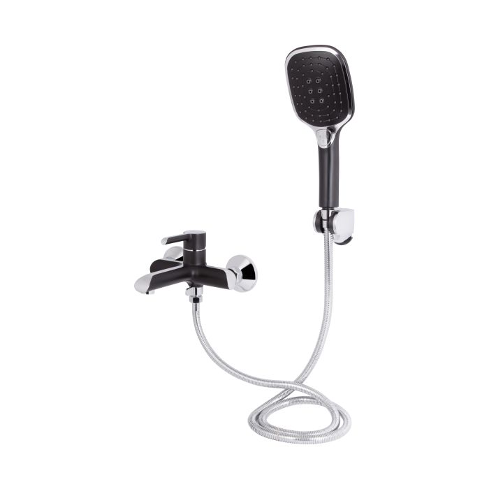 Змішувач для ванни Qtap Grand (з душовим гарнітуром) QTGRABCR006 Chrome/Black