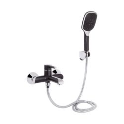 Змішувач для ванни Qtap Grand (з душовим гарнітуром) QTGRABCR006 Chrome/Black
