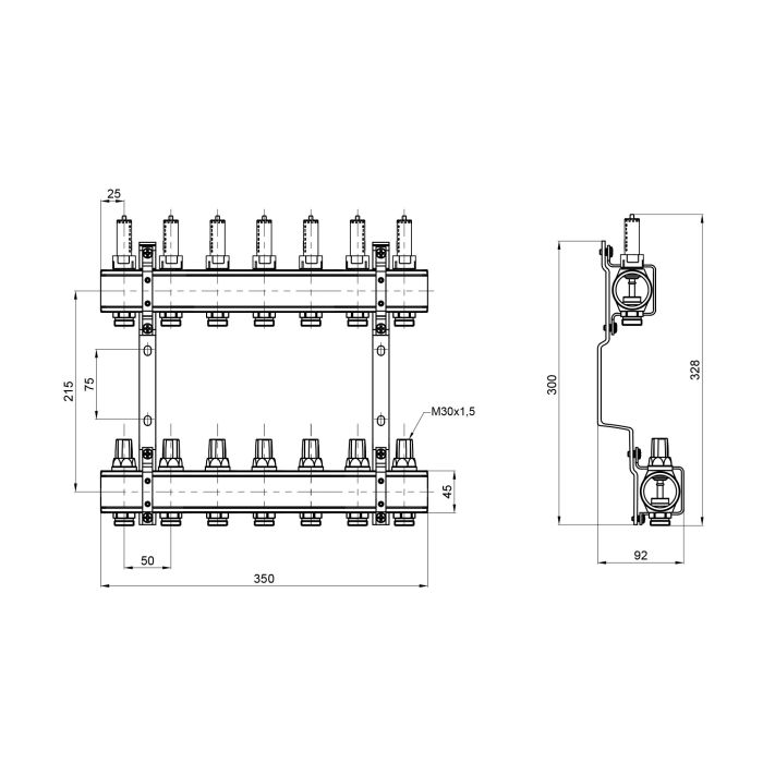 Колектор з витратомірами Thermo Alliance Forte 1" 7 виходів SF001W7