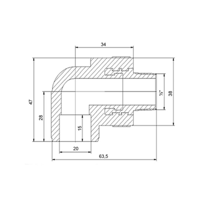 Кутик PPR Blue Ocean "Білий" 20х1/2", 90° ЗР