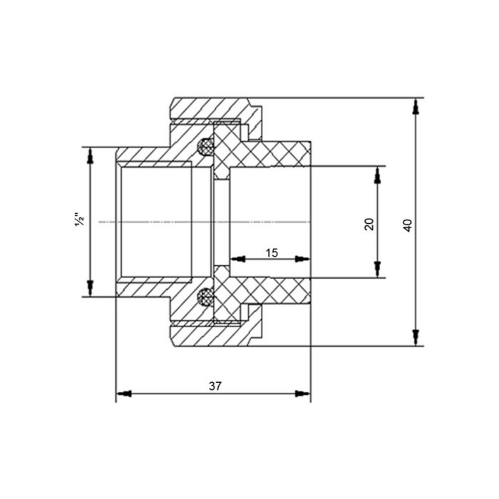 Згін "Американка" латунна зі зварною головкою PPR Blue Ocean "Білий" 20х1/2" ВР