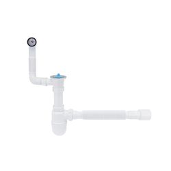 Сифон для кухонної мийки Lidz (WHI) 60 08 E004 00 з круглим переливом (вихід 50 мм)