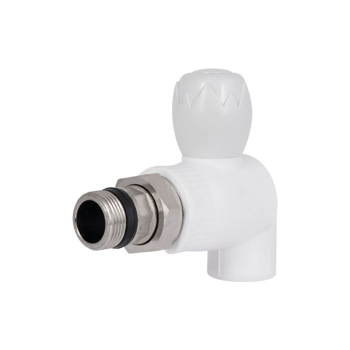 Кран з поліпроп. кутовий кульовий  25х3/4"з д/радіаторів  Blue Ocean "Білий"