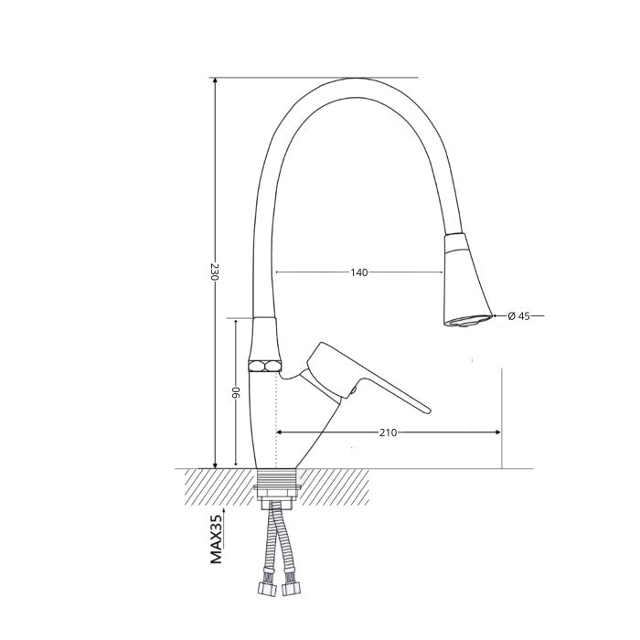 Змішувач для кухні Lidz Tani 007F3 з гнучким виливом (k40) LDTAN007F3BCR37649 Chrome/Black