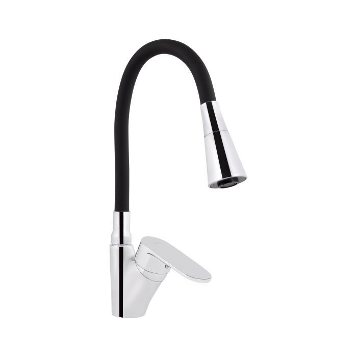 Змішувач для кухні Lidz Tani 007F3 з гнучким виливом (k40) LDTAN007F3BCR37649 Chrome/Black