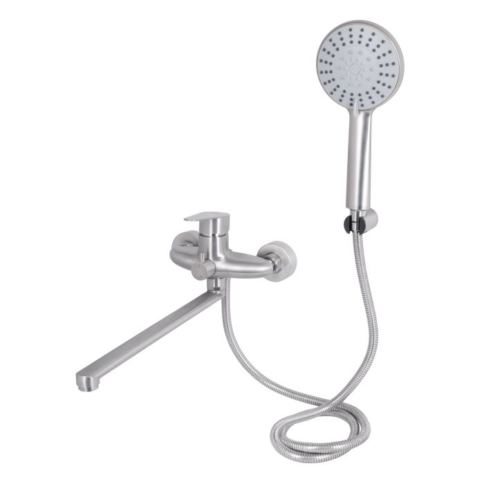 Змішувач для ванни Lidz Vida 005 з поворотним виливом (з душовим гарнітуром) (k35) LDVID005NKS38087 Nickel