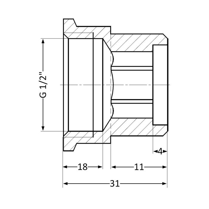Подовжувач латунний Thermo Alliance Standart 1/2"ВЗ, L=20 мм SD4221520