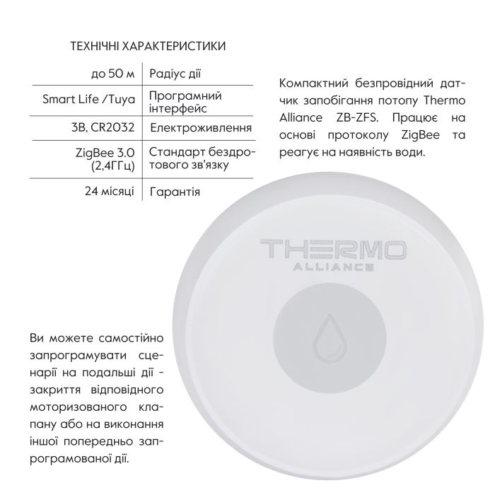 Thermo Alliance ZigBee Датчик протоку ZB-ZFS