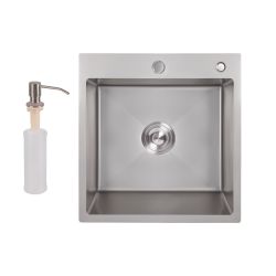 Мийка для кухні інтегрована Lidz Handmade H5050G (LDH5050GPVD43620) Brushed Grey PVD 3,0/1,0 мм