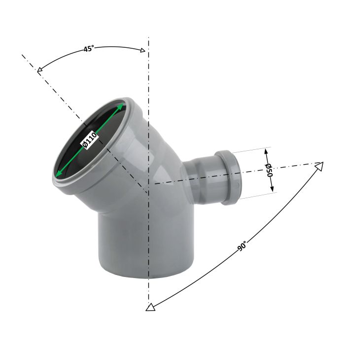 Відвід (коліно) Н 110*45+50*90 /270 горизонтальне TA Sewage