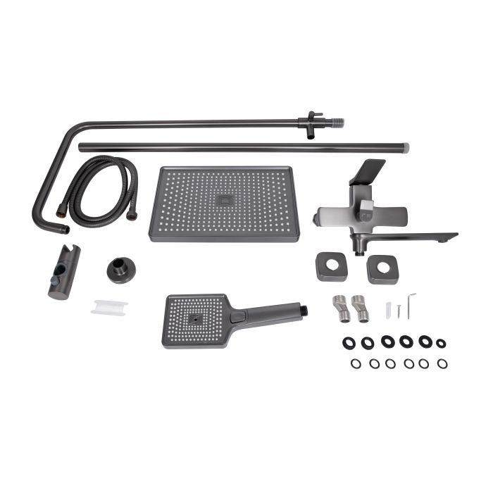 Душова система універсальна Qtap Presto на три споживача (з виливом) QTPRE111GRP45585 Graphite