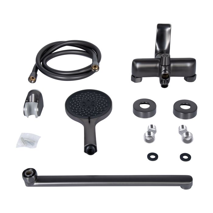 Змішувач для ванни Qtap Vlasta New з довгим поворотним виливом (з душовим гарнітуром) QTVLA260GMB45645 Gunmetal Black PVD