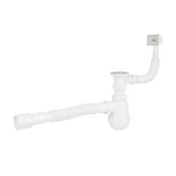 Сифон для кухонної мийки Lidz LK17, колбовий з квадратним переливом (вихід 50 мм)