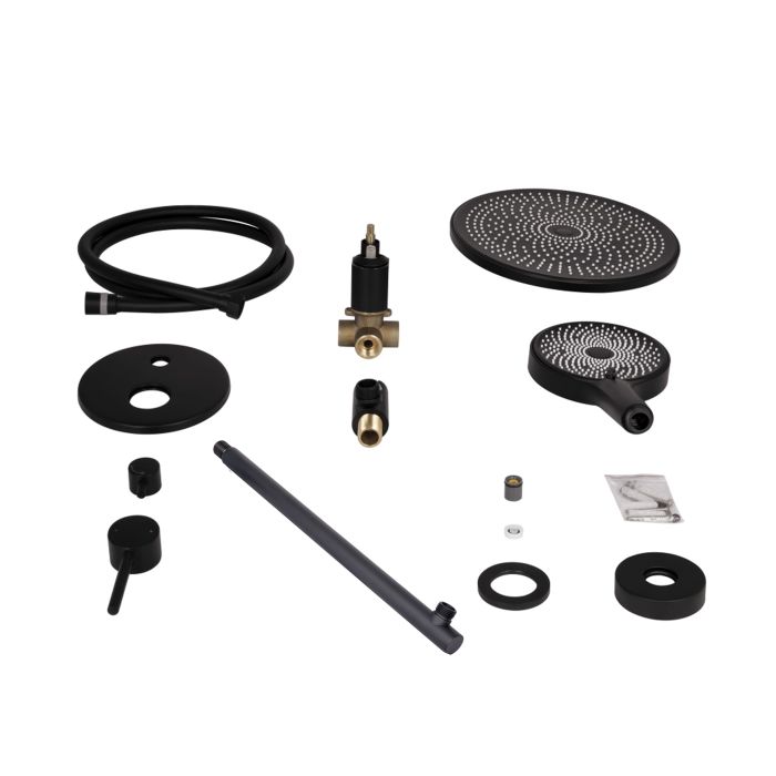 Душова система універсальна Qtap Scorpio прихованого монтажу на два споживача QTSCO113BLM45897 Black Matt