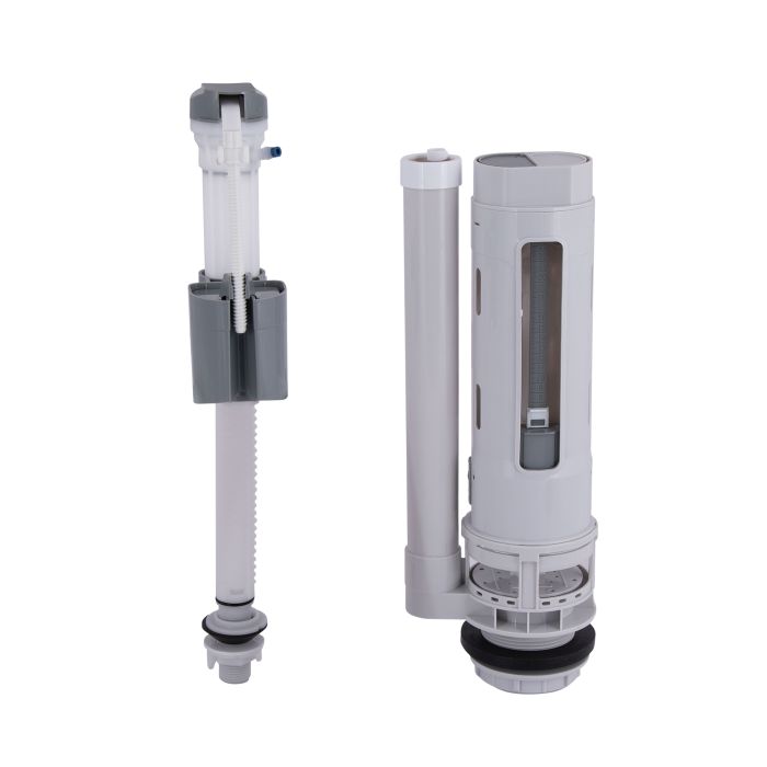 Qtap HY2 (Kalao)  комплект арматури для бачка унітазу з подвійною круглою кнопкою змиву 4,8 см та клапаном нижньої подачі води, 3/6L CHR