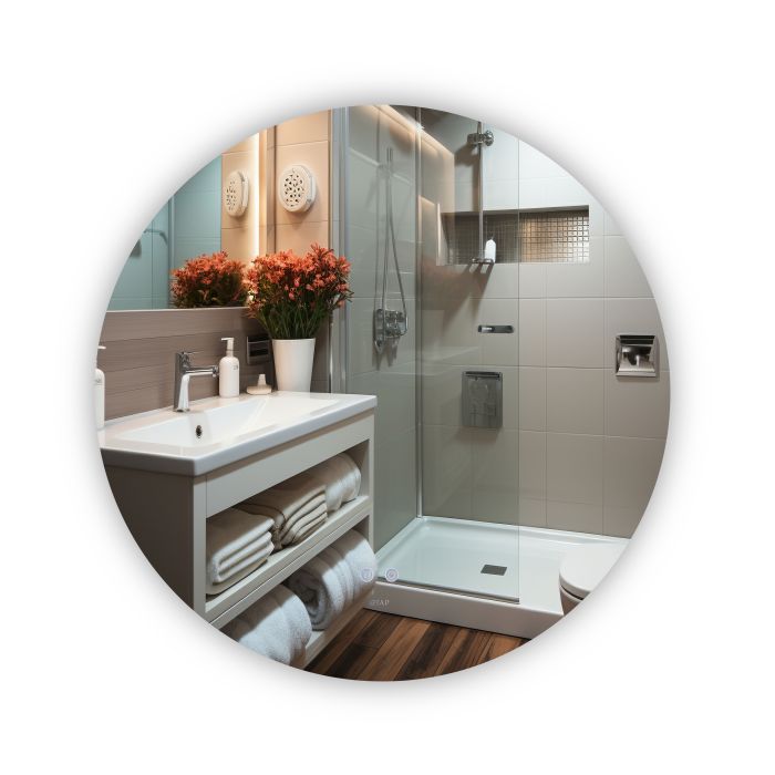 Дзеркало Qtap Taurus R800 з LED-підсвічуванням Touch, з антизапотіванням, з димером, рег. темп. кольору (3000-6500K) QT2478R807