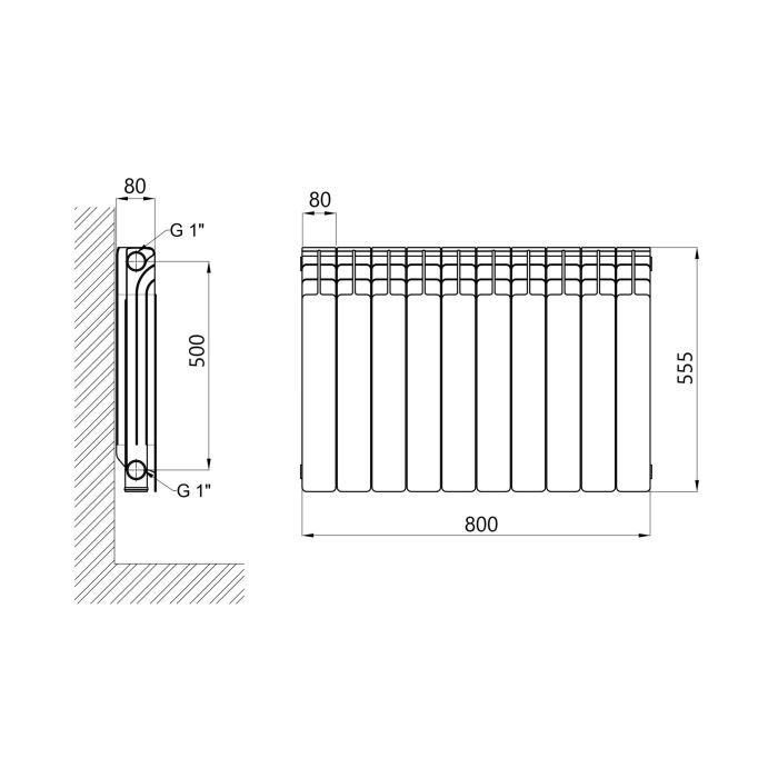 Радіатор біметалічний Thermo Alliance Bi-Ferrum 500/80 1,16 кг