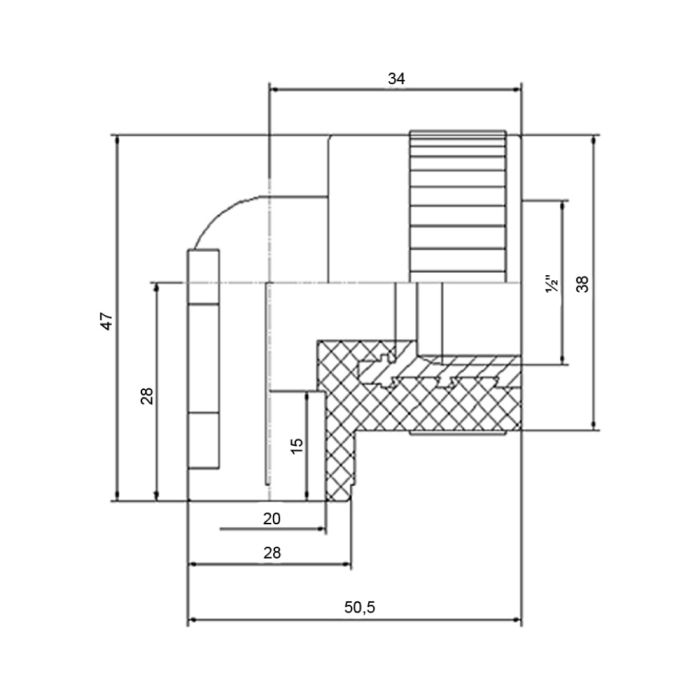 Кутик настінний PPR Blue Ocean 20х1/2", 90° ВР