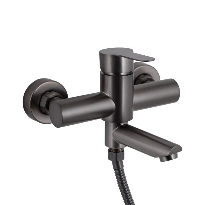 Змішувач для ванни Brinex Pure 006 з поворотним виливом (з душовим гарнітуром) Graphite BRIPUR006GRP