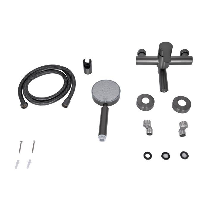 Змішувач для ванни Brinex Pure 006 з поворотним виливом (з душовим гарнітуром) Graphite BRIPUR006GRP