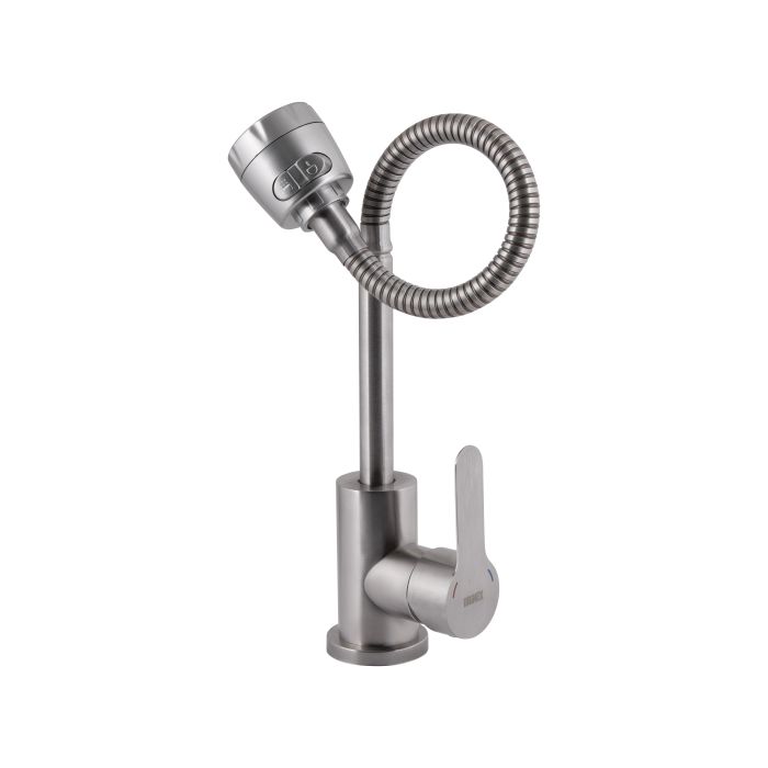 Змішувач для кухні Brinex Pure 015F41 з гнучким виливом   Nickel BRIPUR015F41NKL