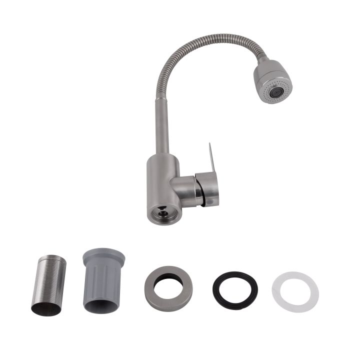 Змішувач для кухні Brinex Pure 015F41 з гнучким виливом   Nickel BRIPUR015F41NKL