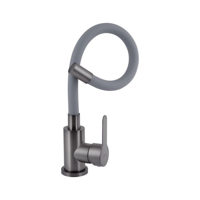 Змішувач для кухні Brinex Pure 015F3 з гнучким виливом   Graphite/Grey BRIPUR015F3GRG