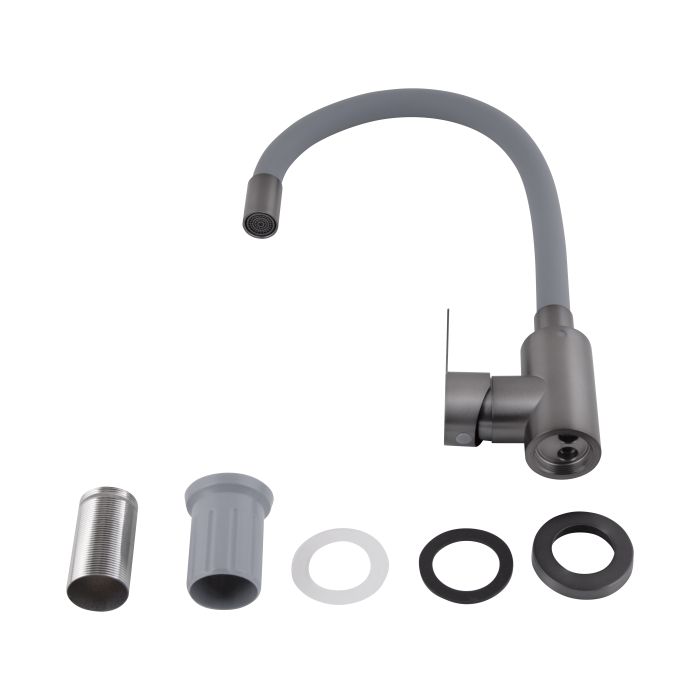 Змішувач для кухні Brinex Pure 015F3 з гнучким виливом   Graphite/Grey BRIPUR015F3GRG