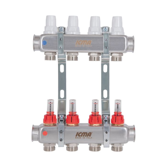 Колектор із витратомірами (нерж.) 1"х4 Icma № К073