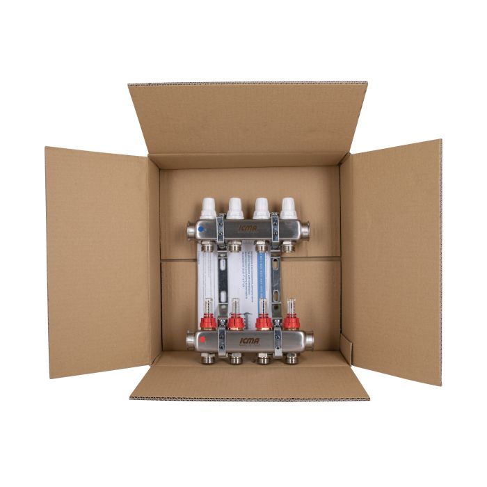 Колектор із витратомірами (нерж.) 1"х4 Icma № К073