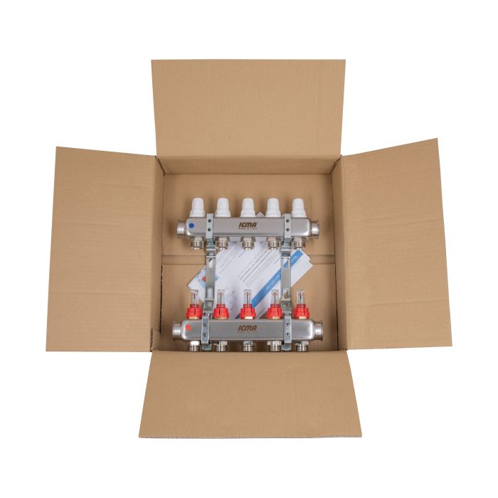 Колектор із витратомірами (нерж.) 1"х5 Icma № К073