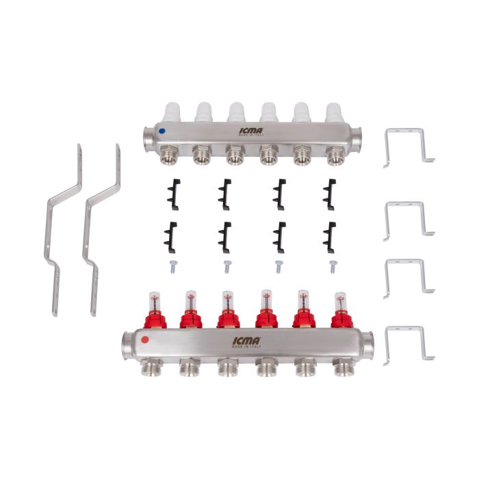 Колектор з витратомірами (нерж.) 1" х6 Icma № К073