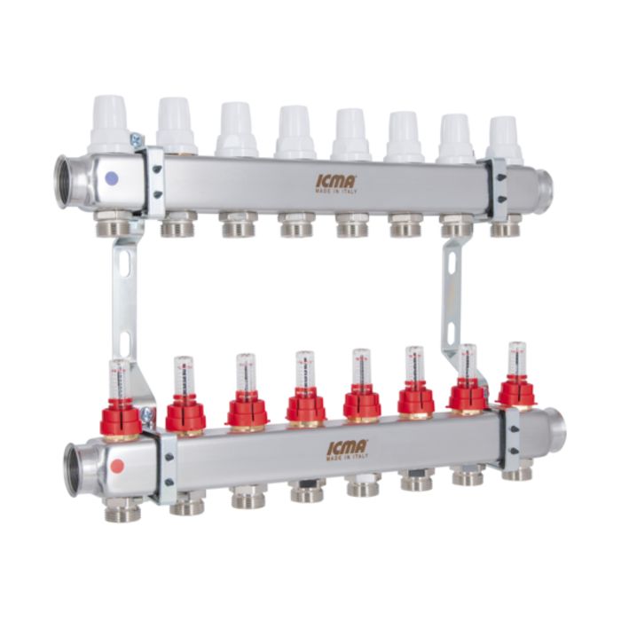 Колектор з витратомірами (нерж.) 1" х8 Icma № К073