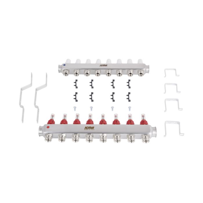 Колектор з витратомірами (нерж.) 1" х8 Icma № К073