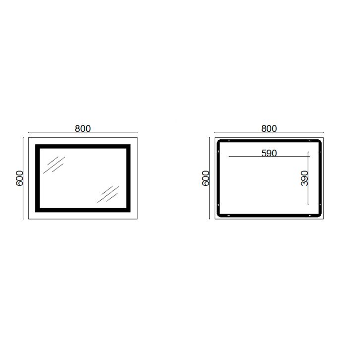 Дзеркало Lidz Kubis 800х600 з LED-підсвічуванням Touch, з антизапотіванням, з димером, рег. яскравості LD78LF9047400
