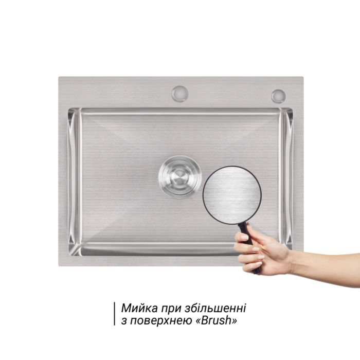 Комплект Lidz Handmade H5845 Мийка для кухні інтегрована Brushed у комплекті з дозатором + Lidz K01G Корзина для кухонної мийки