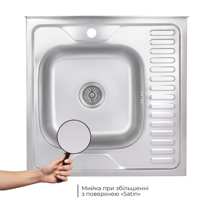 Кухонна мийка Brinex 6060-L 0,6 мм Satin (BRIN6060LSAT06)