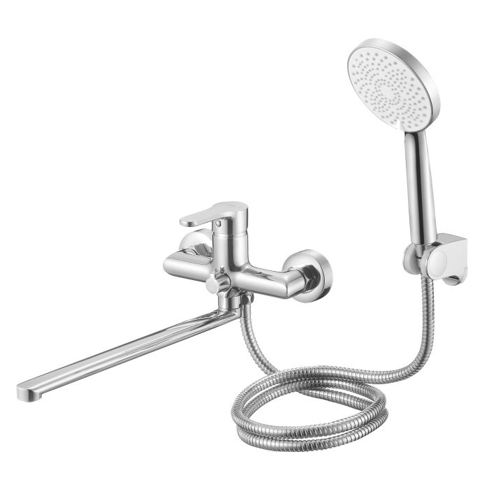 Змішувач латунний для ванни Lidz Astra 005 з поворотним виливом (з душовим гарнітуром) (k35) LDAST005CRM48088 Chrome