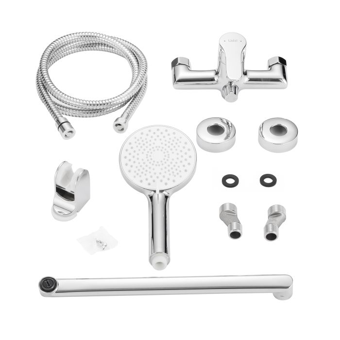 Змішувач латунний для ванни Lidz Astra 005 з поворотним виливом (з душовим гарнітуром) (k35) LDAST005CRM48088 Chrome