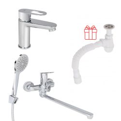 Комплект для Ванної Latwa: Змішувач для раковини LDLAT001CRM45412 + Змішувач для Ванної LDLAT005CRM45415