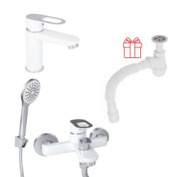 Комплект для Ванної Latwa: Змішувач для раковини LDLAT001WHI45423 + Змішувач для Ванної LDLAT006WHI45424