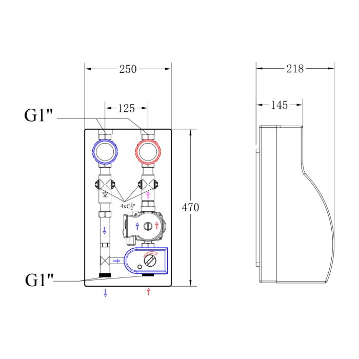 Насосна група Forte Quick System з автоматичним регулюванням 1" (без насосу) праве підкл., нержав. сталь SUS304 TAF-QSPGR4 Thermo Alliance